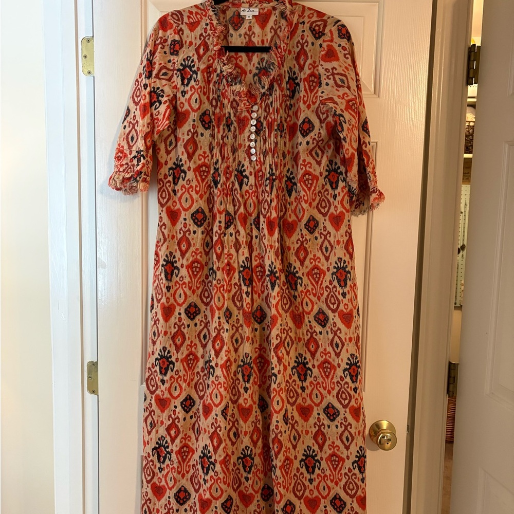 At Last Orange and Red Patterned Maxi Dress